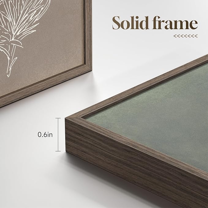 Framed Boho Botanical Wall Art for Living Room, 4 Piece Rustic Floral Canvas - Image 5