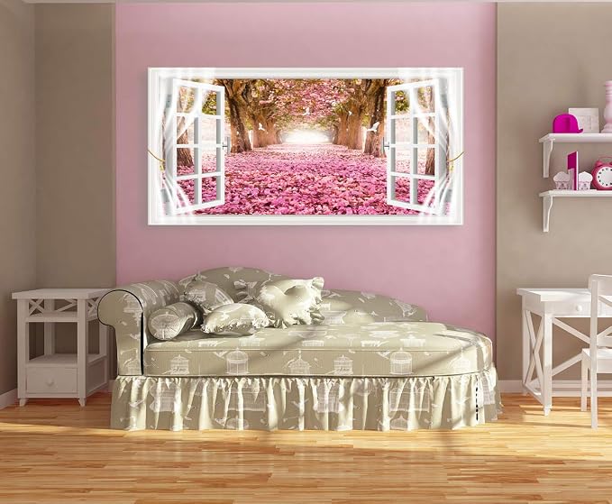 AH40162 Wall Art CanvasTrees and Pink Rose Paintings Printed Pictures Stretched - Image 7