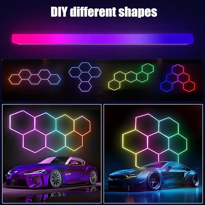 25Pack RGB 5 Hexagon LED Garage/Wall Lights, RGB 358 Kinds of Changes Dimmable - Image 4