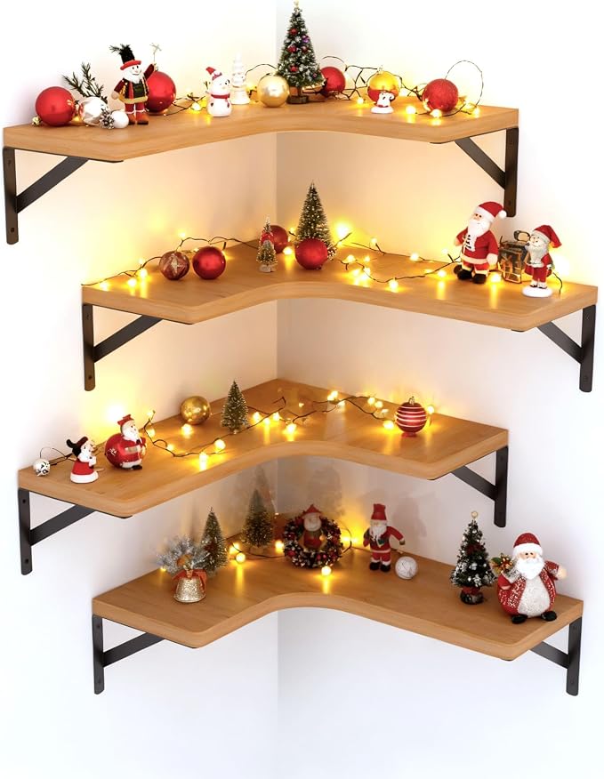 LEOPO Corner Floating Shelves Wall Mounted Set of 6, Corner Wall Shelves Rustic by FinestHomeDecor