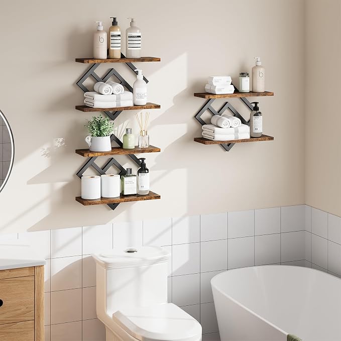ELYKEN Floating Shelves for Wall, 2-Tier Wall Mounted Storage Shelves for Books - Image 4