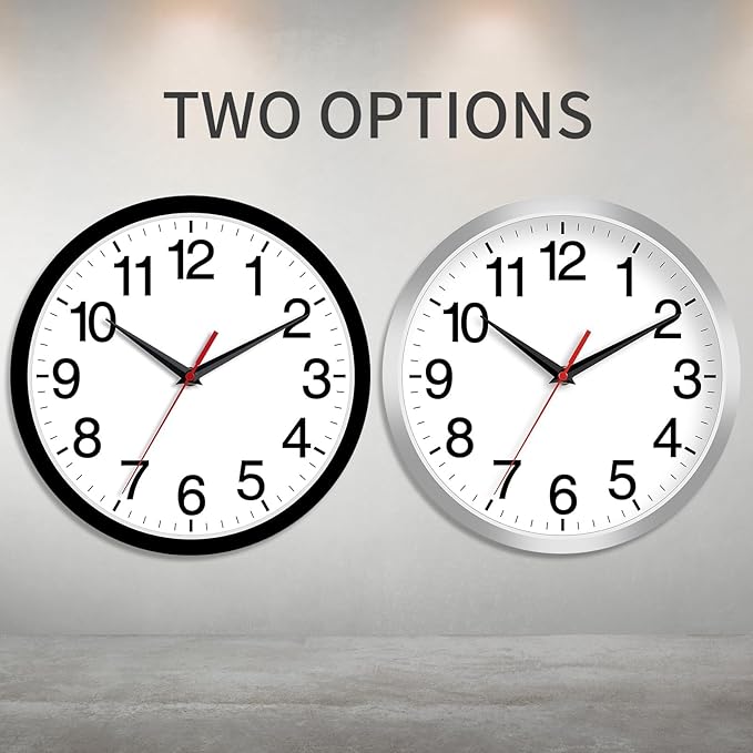 Rohioue Wall Clock Modern 10 Inch Black Battery Operated Silent Non Ticking - Image 2