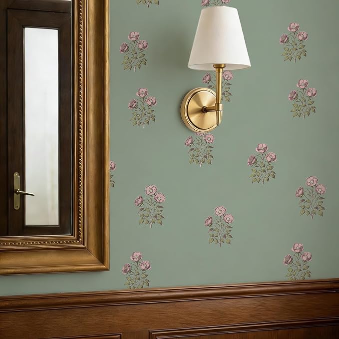 17.3" x 196.8" Vintage Floral Wallpaper Peel and Stick Boho Wallpaper Removable by LUKUUI