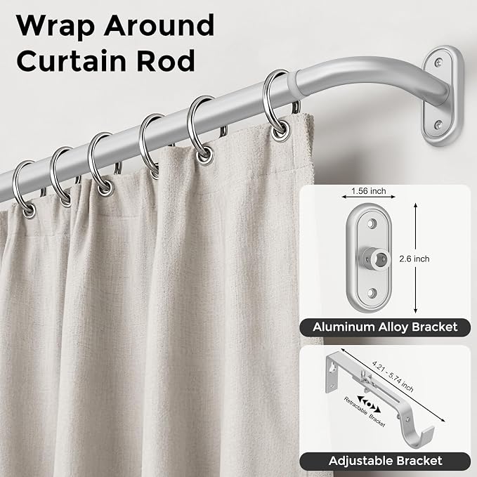 Curtain Rods 32-46 Inch, 1 Inch Adjustable Heavy Duty Room Darkening Window - Image 2