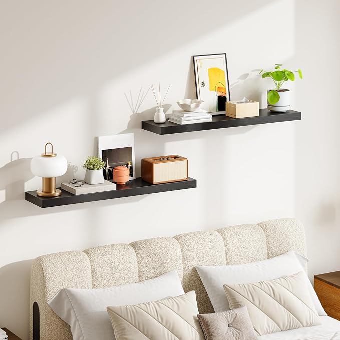 HOOBRO Floating Shelves for Wall, Wall Mounted Shelf Set of 2, 39.4" Hanging - Image 6