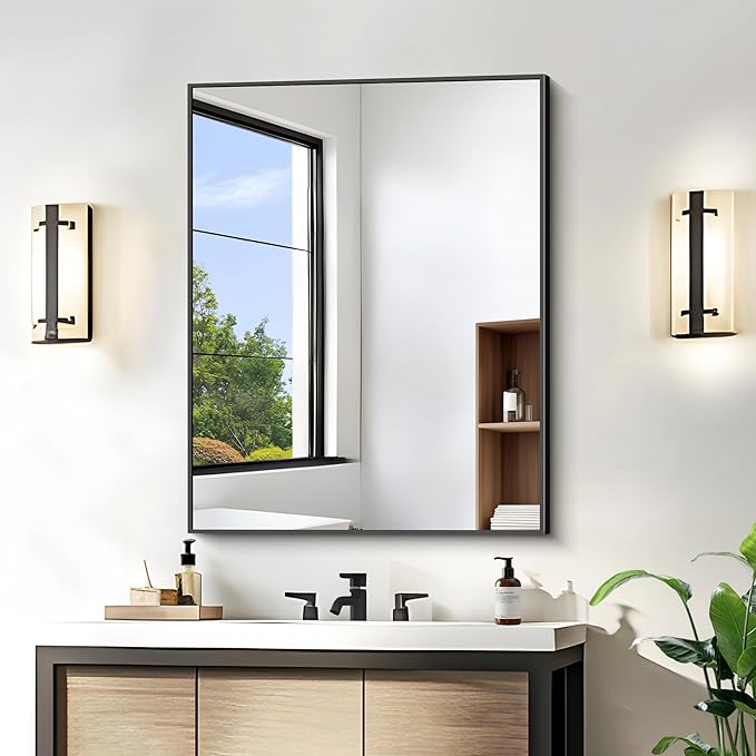 KOCUUY Black Mirror, 24x30 Inch Rectangle Bathroom Mirror - Image 9