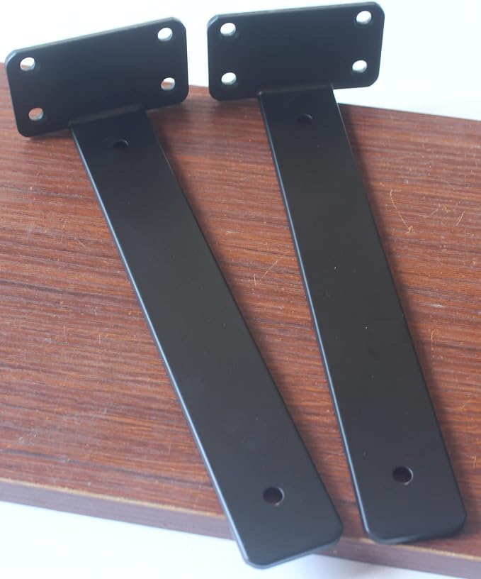 6 Pack - 11 inch Black Hidden L Shelf Bracket Iron Floating Shelf Brackets - Image 6