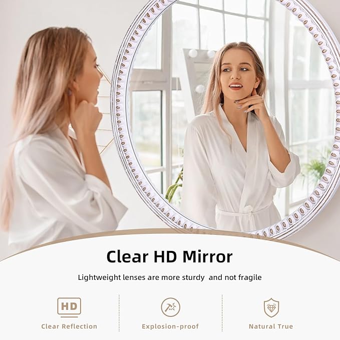 30 Inch Rustic Farmhouse Round Wood Mirror - Image 7