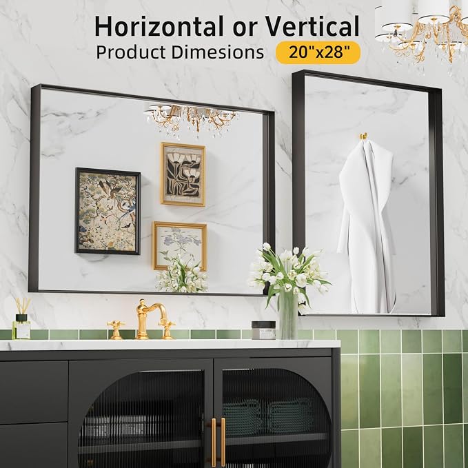 20”x 28” Black Bathroom Mirrors - Image 8
