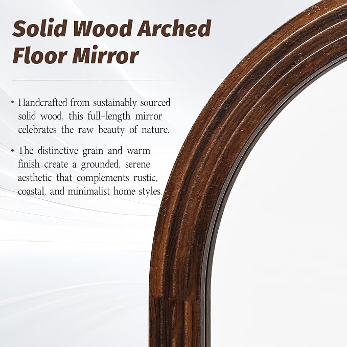 Antok Full Length Mirror 76"×41" Floor Mirror Standing Tall Mirror, Arched - Image 4