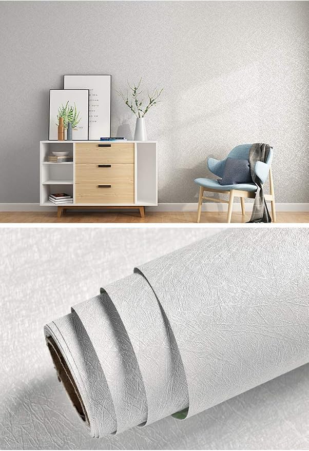 Cohoo Home Silk White Wallpaper Peel and Stick Contact Paper White Textured - Image 4