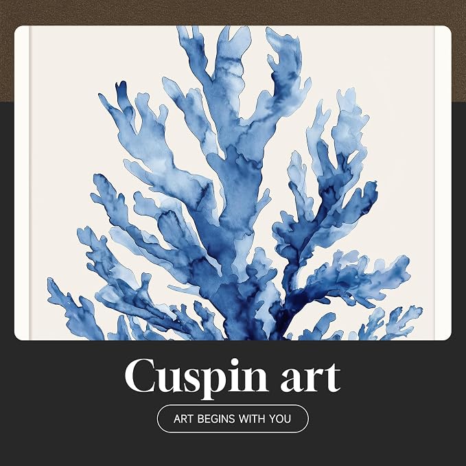 Large Framed Blue Coastal Coral Wall Art - Image 6