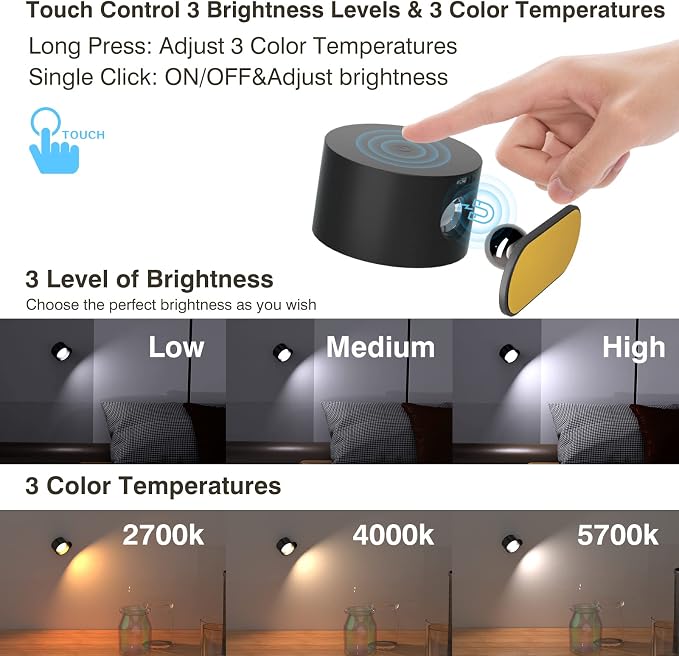 Koopala LED Reading Lights, Wall Mounted Sconces - Image 2