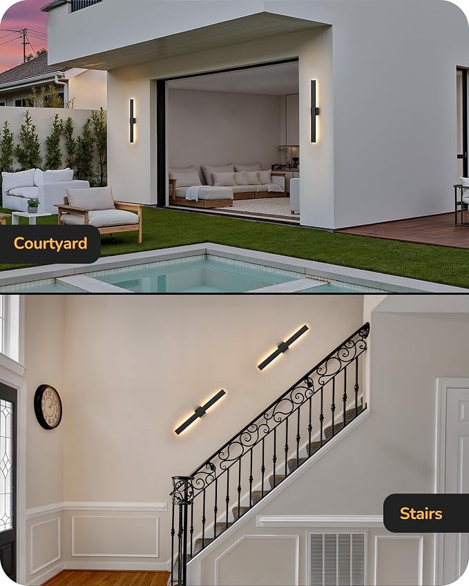 EDISHINE 31.5" LED Outdoor Wall Lights, 3CCT & 10%-100% Dimmable, IP65 - Image 8