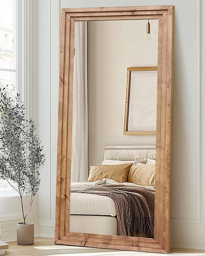 Full Length Mirror 76"x34" Solid Wood Frame Floor Large Mirror - Image 6