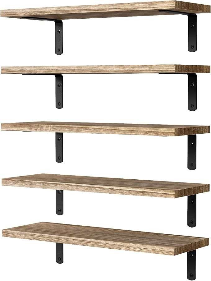 DOLLFIO Floating Shelves, 5 Sets Wall Shelves, Wood Floating Shelves by DOLLFIO