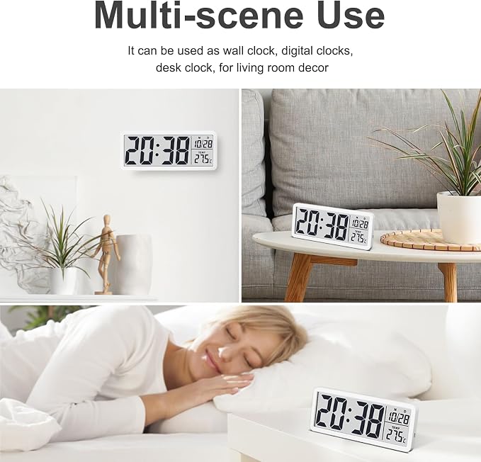 JoFomp LCD Digital Wall Clocks Battery Operated, 8.5" Modern Wall Clocks - Image 6