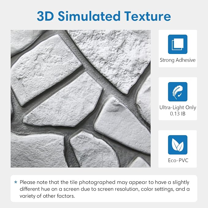 COMSTICKC 3D Faux Gray Stone Wall Sticker Peel and Stick Wall Panels, - Image 3