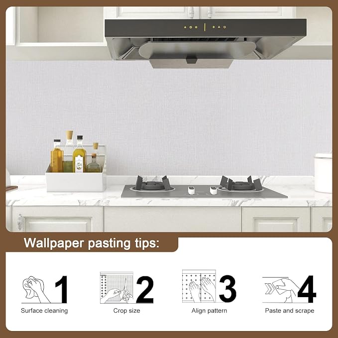 Beige Wallpaper Grasscloth Peel and Stick Wallpaper 15.7"x 1181" Fabric Contact - Image 9