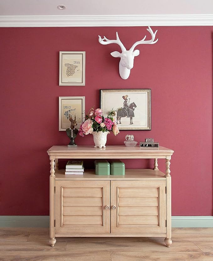 Safiyya 393"x17.7" Red Peel and Stick Wallpaper Rose Red Contact Paper Solid - Image 2