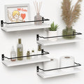 RICHER HOUSE White Bathroom Floating Wall Shelf Set of 4, Small Organizer Over by RicherHouse