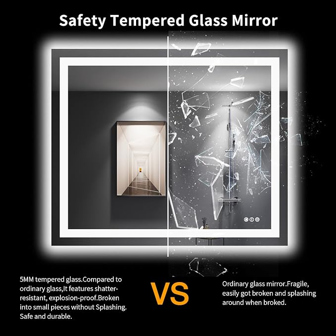 LOAAO 48"X40" LED Bathroom Mirror - Image 8