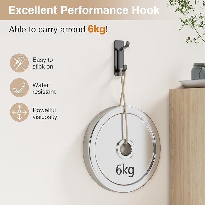 Self Adhesive Wall Hooks for Hanging: Extra Strong 13 LB, Hook for Coat - Image 2