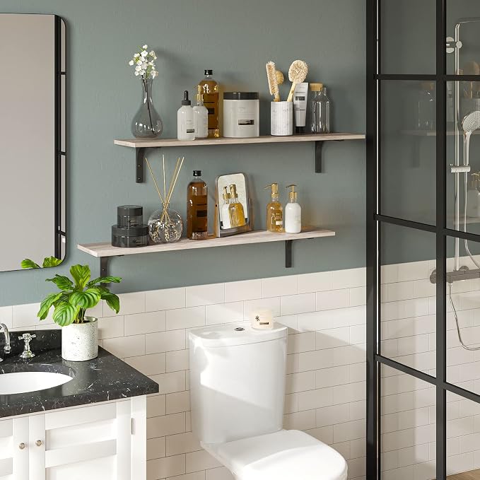 DINZI LVJ Long Wall Shelves, 39.4Inch Wall Mounted Shelves Set of 2, Extra - Image 5