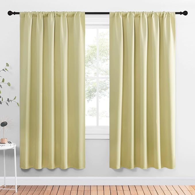NICETOWN Window Curtains Blackout Drapes, Paler Yellow, 1 Pair, 52 by 72-Inch by NICETOWN