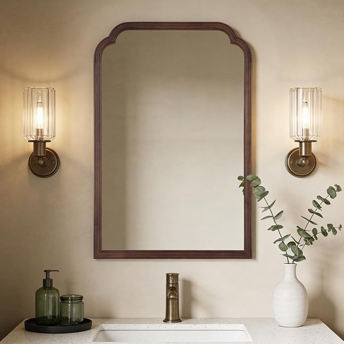 WallBeyond Wooden Framed Wall Mirror, Natural Wood Bathroom Vanity Mirror by WallBeyond