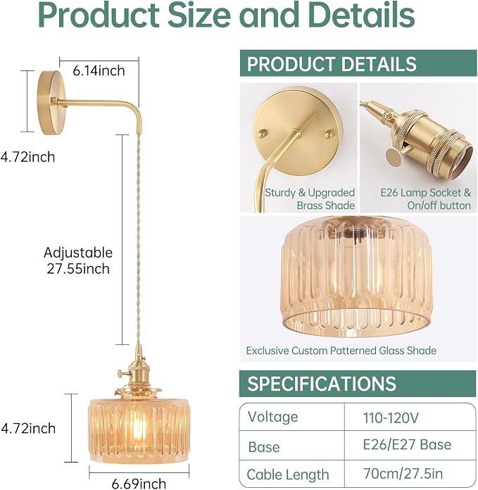 Shenmoyl Vintage Wall Sconce Wall Lamp - Image 3