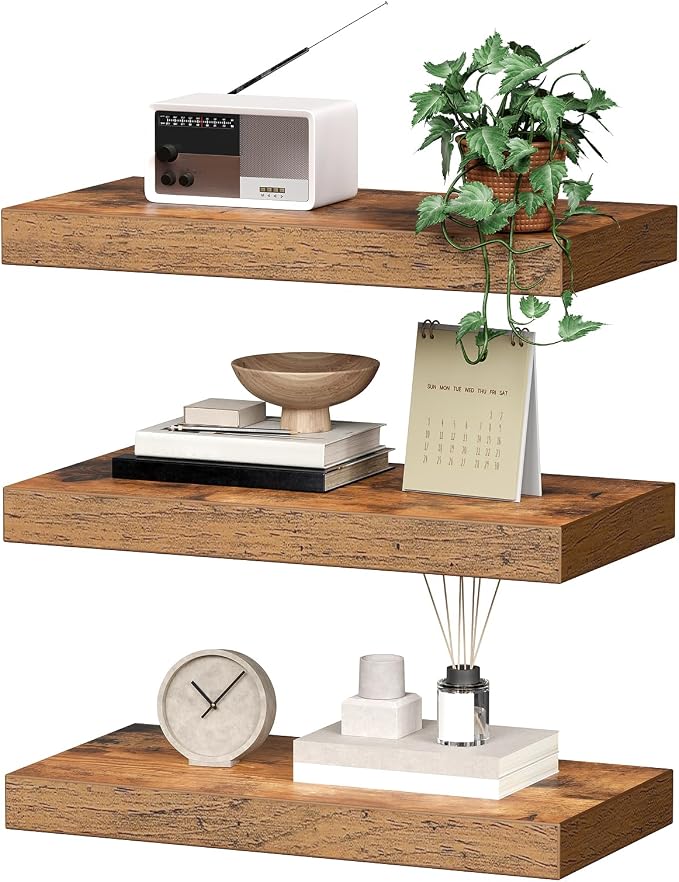 RALGEND Floating Shelves for Wall, 1.5" Thick Wall Shelf Set of 3 - Image 9
