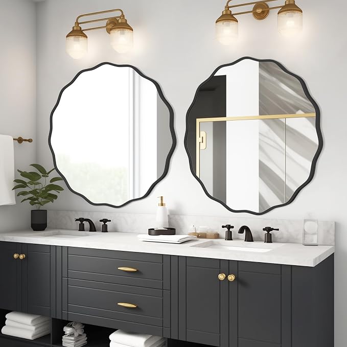 WallBeyond Round Wavy Mirror for Wall Decorative 32 inch, Modern Round Mirror - Image 2