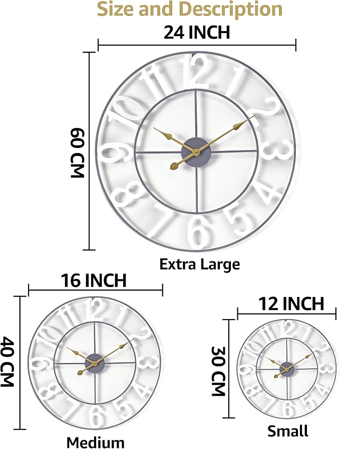 Sorbus Large Wall Clock for Living Room Decor - Image 7