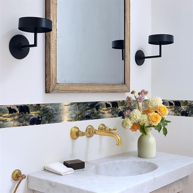 Black Bear Wallpaper Border 196x4 Inch Peel and Stick Wall Border Self Adhesive - Image 5
