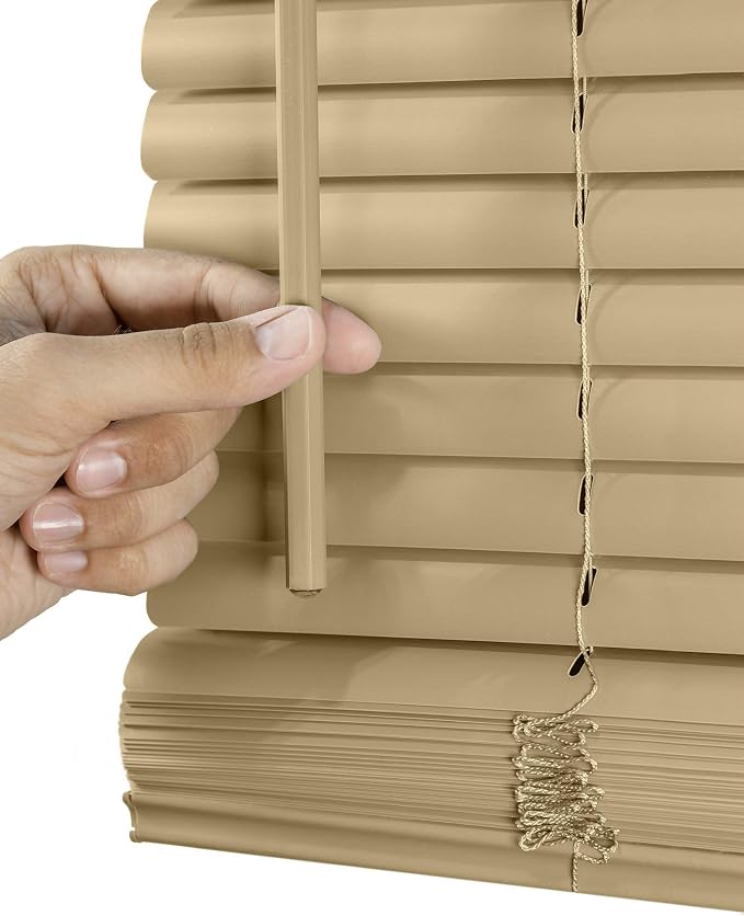 CHICOLOGY Mini Blinds for Indoor Windows – 42"W x 48"H, Cappuccino Horizontal - Image 3