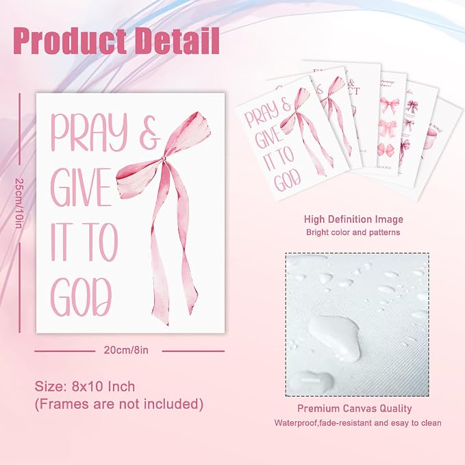 KBKBART Coquette Pink Bow Wall Art Decor Posters– Set of 6 Unframed 8x10 Prints - Image 2