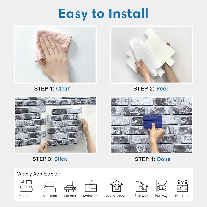 COMSTICKC 3D Faux Brick Wall Panels Peel and Stick Wall Stickers, Small Size - Image 7