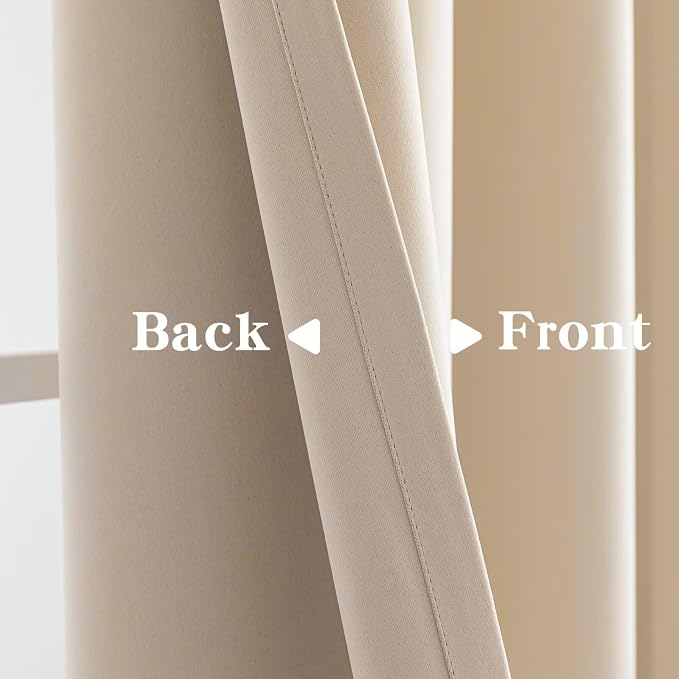 IGEMAEVE Beige Curtains 84 Inch Length 2 Panels Set, Light Filtering Curtains - Image 4