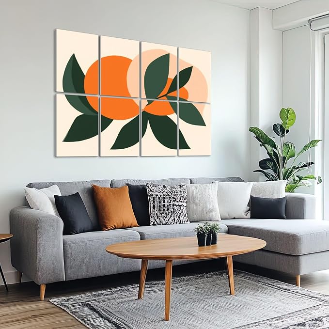 8 Pack Art Acoustic Panels Sound Absorbing Boho Botanical Leaf Orange Green - Image 6
