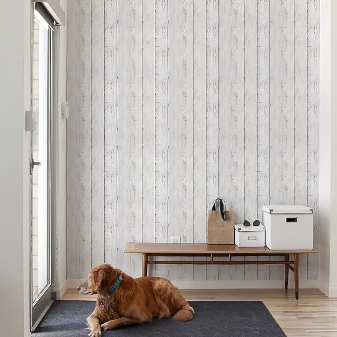 White Gray Wood Wallpaper 17.71" X 511" Peel and Stick Removable Decorative - Image 9