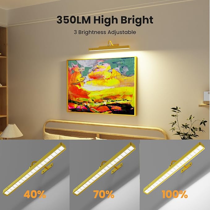 Picture Light Gold 2Pack, 5000mAh Battery Opertated Cordless Picture Lights - Image 4