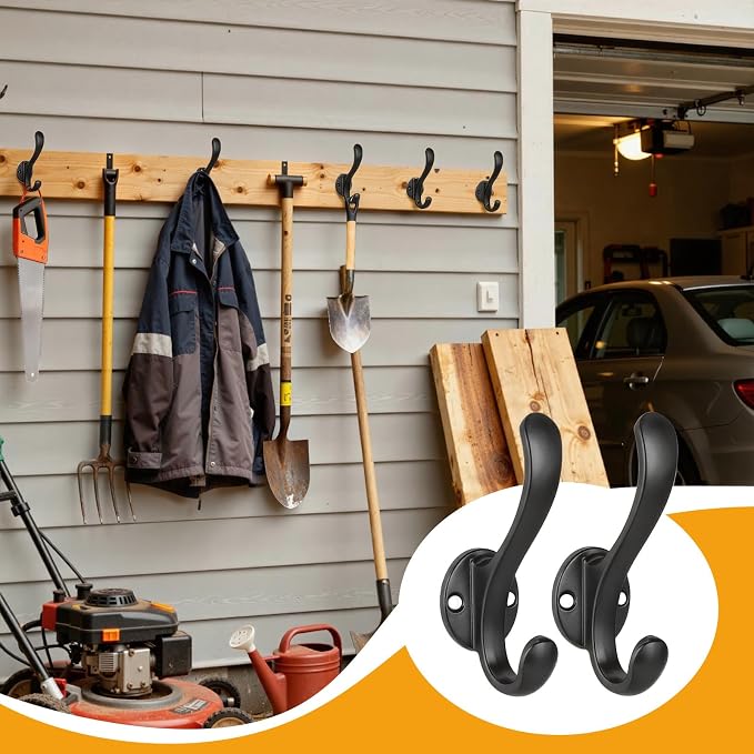 10 Pack Coat Hooks Wall Mount Heavy Duty Utility Retro Double Hooks - Image 9