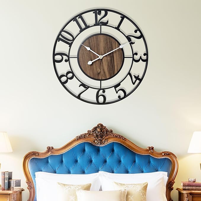 Large Metal Wall Clock, 32 Inch Retro Decorative Silent, Non Ticking, Battery - Image 7