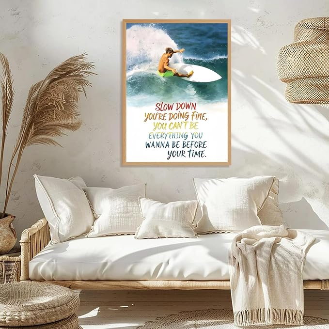 Qcrpnhy Vintage Surfing Poster 1990 Retro Surf Wall Art Inspirational Canvas - Image 4