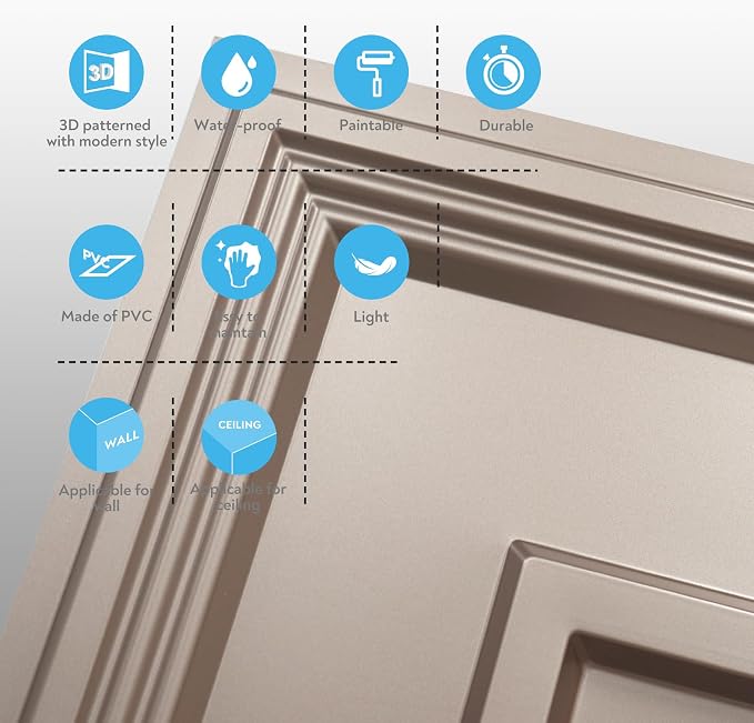 STICKGOO Glue Up Ceiling Tiles, 24x24 Inch PVC Decorative Drop Ceiling Tile - Image 9