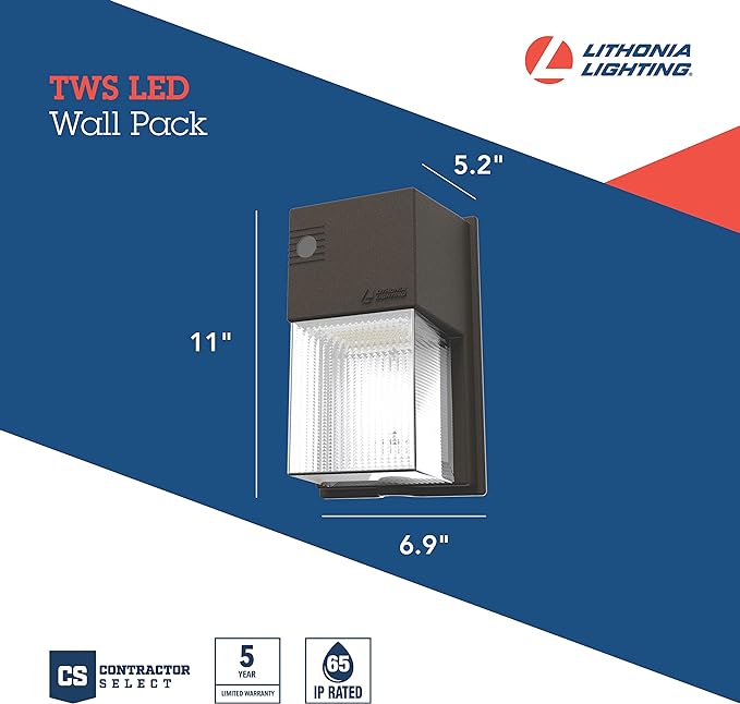 Lithonia Lighting 7" Mini LED Wall Pack Outdoor Light Fixture, 3-Way Selectable - Image 4