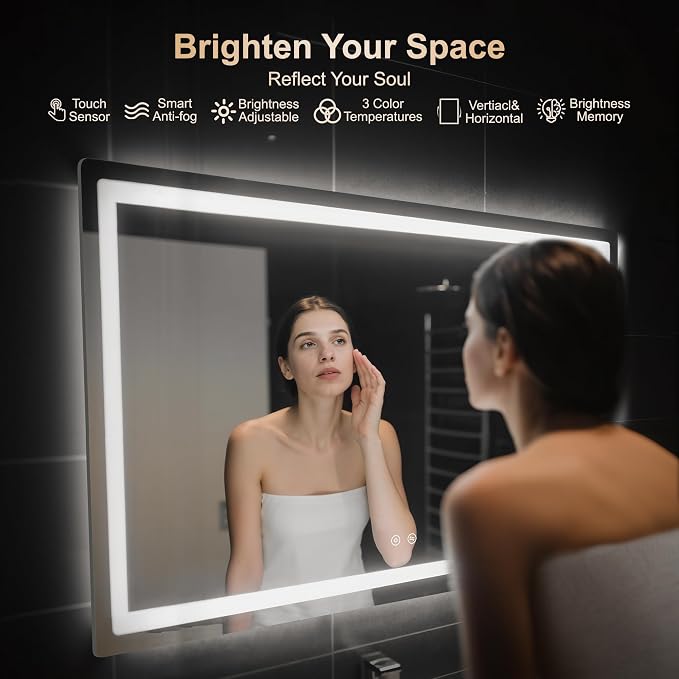 Delma LED Bathroom Mirror with Lights, 30x50 Vanity Mirror - Image 2