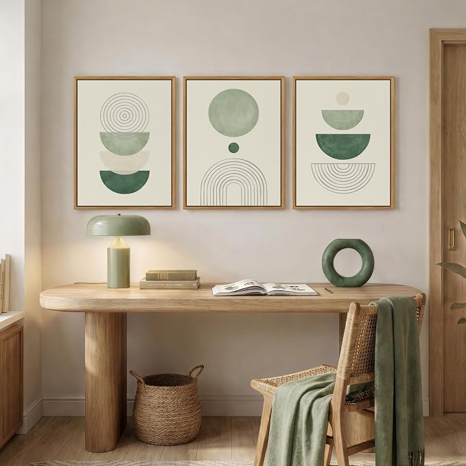 3 Piece Framed Minimalist Boho Canvas Wall Art - Image 5