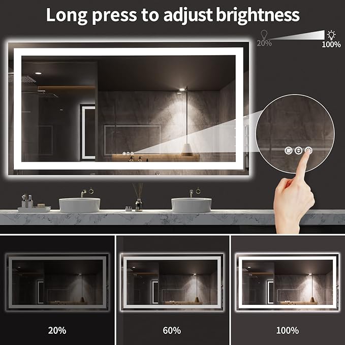 LOAAO 72X40 LED Bathroom Mirror - Image 4